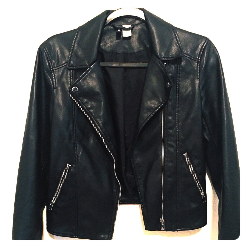 H & M Black Faux leather jacket